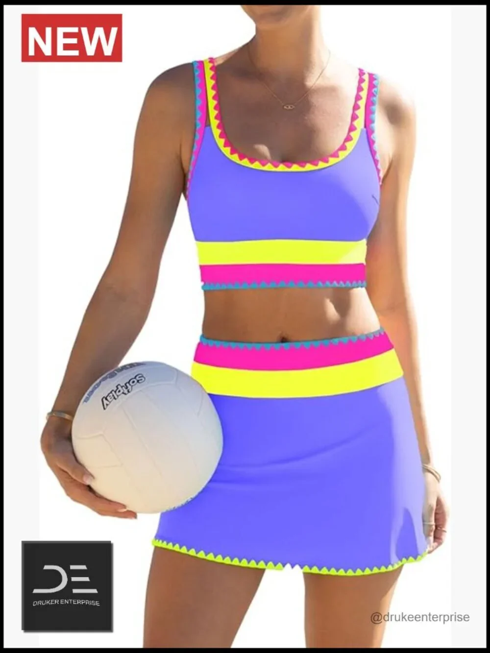 High Waisted Bikini Set with Tummy Control Swim Skirt 3 Piece Bathing Suit
